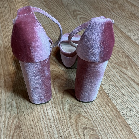 Lulu's Pink Velvet Ankle Strap Heels - Picture 5 of 7